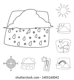 Vector design of weather and climate symbol. Collection of weather and cloud stock symbol for web.