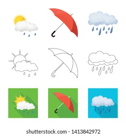 Vector design of weather and climate symbol. Set of weather and cloud stock symbol for web.