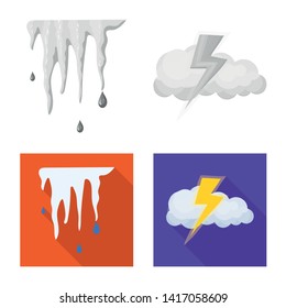Vector design of weather and climate symbol. Set of weather and cloud vector icon for stock.