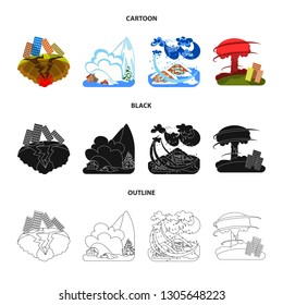 Vector design of weather and distress icon. Collection of weather and crash stock symbol for web.
