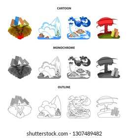 Vector design of weather and distress icon. Collection of weather and crash vector icon for stock.