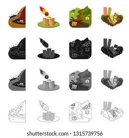 Vector design of weather and distress icon. Collection of weather and crash vector icon for stock.