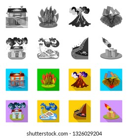 Vector design of weather and distress icon. Set of weather and crash vector icon for stock.