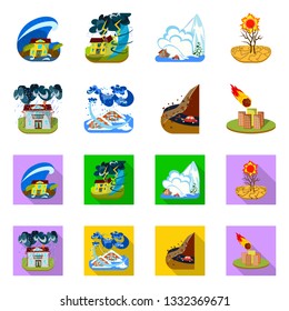 Vector design of weather and distress icon. Collection of weather and crash stock vector illustration.