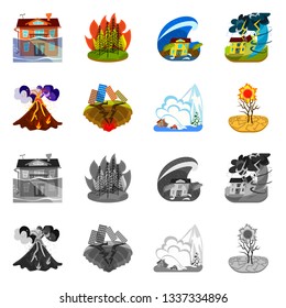 Vector design of weather and distress icon. Collection of weather and crash stock vector illustration.