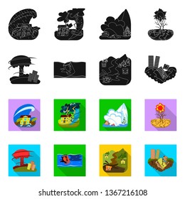 Vector design of weather and distress icon. Collection of weather and crash stock vector illustration.