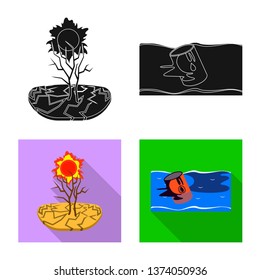 Vector design of weather and distress icon. Collection of weather and crash stock symbol for web.