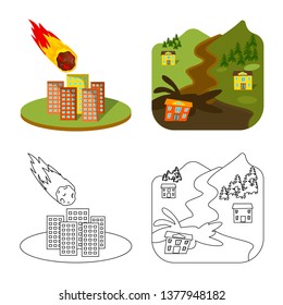 Vector design of weather and distress icon. Set of weather and crash vector icon for stock.
