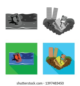 Vector design  weather and distress icon. Collection  weather and crash stock symbol for web.