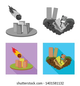 Vector design of weather and distress icon. Collection of weather and crash stock symbol for web.
