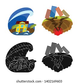 Vector design of weather and distress icon. Set of weather and crash stock vector illustration.