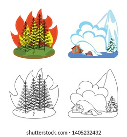 Vector design of weather and distress icon. Collection of weather and crash stock vector illustration.
