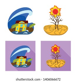 Vector design of weather and distress icon. Collection of weather and crash vector icon for stock.