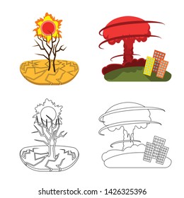 Vector design of weather and distress icon. Set of weather and crash vector icon for stock.