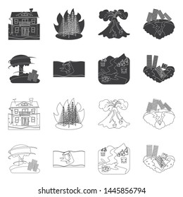 Vector design of weather and distress icon. Set of weather and crash vector icon for stock.