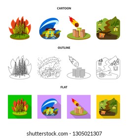 Vector design of weather and distress logo. Set of weather and crash vector icon for stock.