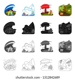 Vector design of weather and distress logo. Collection of weather and crash stock symbol for web.