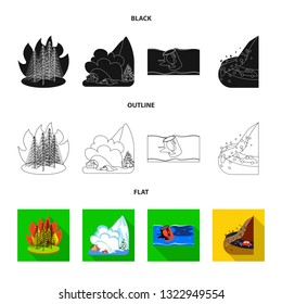 Vector design of weather and distress logo. Collection of weather and crash stock symbol for web.