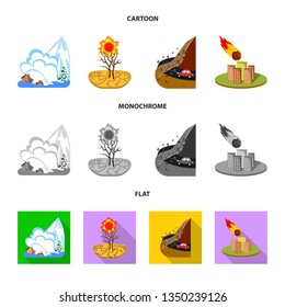 Vector design of weather and distress logo. Set of weather and crash vector icon for stock.
