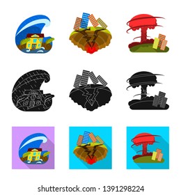 Vector design of weather and distress logo. Collection of weather and crash vector icon for stock.