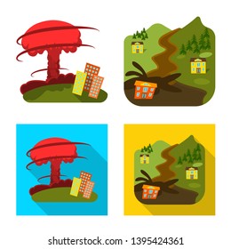 Vector design of weather and distress logo. Set of weather and crash vector icon for stock.