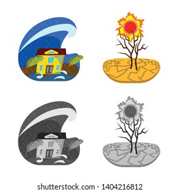 Vector design of weather and distress logo. Collection of weather and crash vector icon for stock.