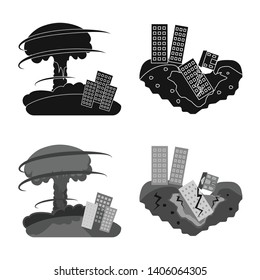 Vector design of weather and distress logo. Set of weather and crash vector icon for stock.