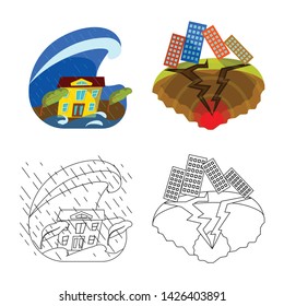 Vector design of weather and distress logo. Collection of weather and crash vector icon for stock.