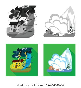 Vector design of weather and distress logo. Collection of weather and crash vector icon for stock.