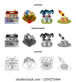 Vector design of weather and distress sign. Set of weather and crash vector icon for stock.