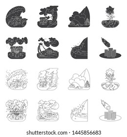 Vector design of weather and distress sign. Set of weather and crash vector icon for stock.
