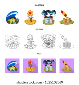 Vector design of weather and distress symbol. Set of weather and crash vector icon for stock.