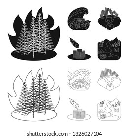 Vector design of weather and distress symbol. Set of weather and crash stock symbol for web.