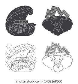 Vector design of weather and distress symbol. Collection of weather and crash vector icon for stock.