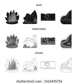 Vector design of weather and distress symbol. Collection of weather and crash stock vector illustration.