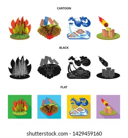 Vector design of weather and distress symbol. Set of weather and crash stock vector illustration.
