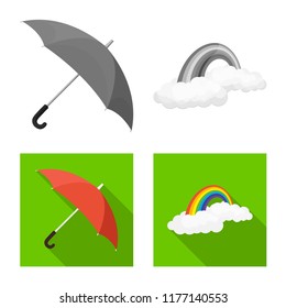 Vector design of weather and weather icon. Collection of weather and application stock vector illustration.