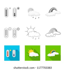 Vector design of weather and weather sign. Set of weather and application stock symbol for web.