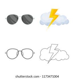 Vector design of weather and weather symbol. Collection of weather and application vector icon for stock.