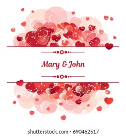  Vector design wedding invitation. Love hearts frame.