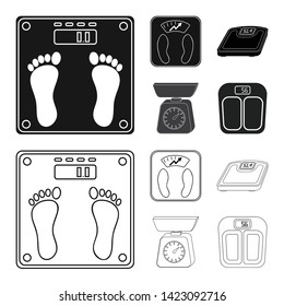 Vector design of weight and lab icon. Collection of weight and kitchen vector icon for stock.