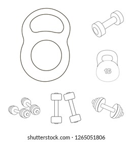 Vector design of weight and lifting sign. Set of weight and exercise stock symbol for web.
