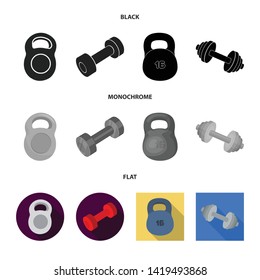 Vector design of weight and lifting sign. Collection of weight and exercise stock symbol for web.