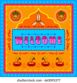 Vector Design Of Welcome Background In Indian Truck Art Style