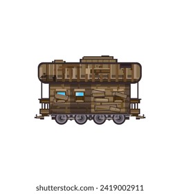 Vector design of a well-made economy class train carriage in the past