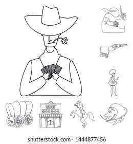 Vector design of western and american icon. Set of western and farm stock symbol for web.