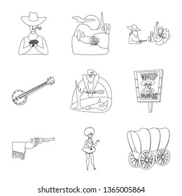 Vector design of western and american sign. Set of western and farm stock symbol for web.