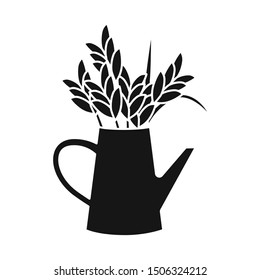 Vector design of wheat and bouquet sign. Set of wheat and teapot stock symbol for web.