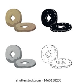 Vector design of wheel and prehistoric logo. Collection of wheel and tools stock symbol for web.