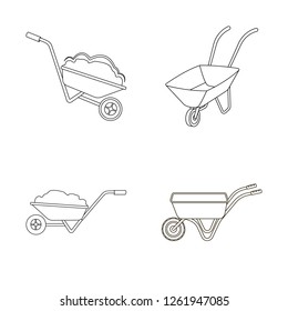 Vector design of wheelbarrow and dirt logo. Set of wheelbarrow and barrow stock vector illustration.